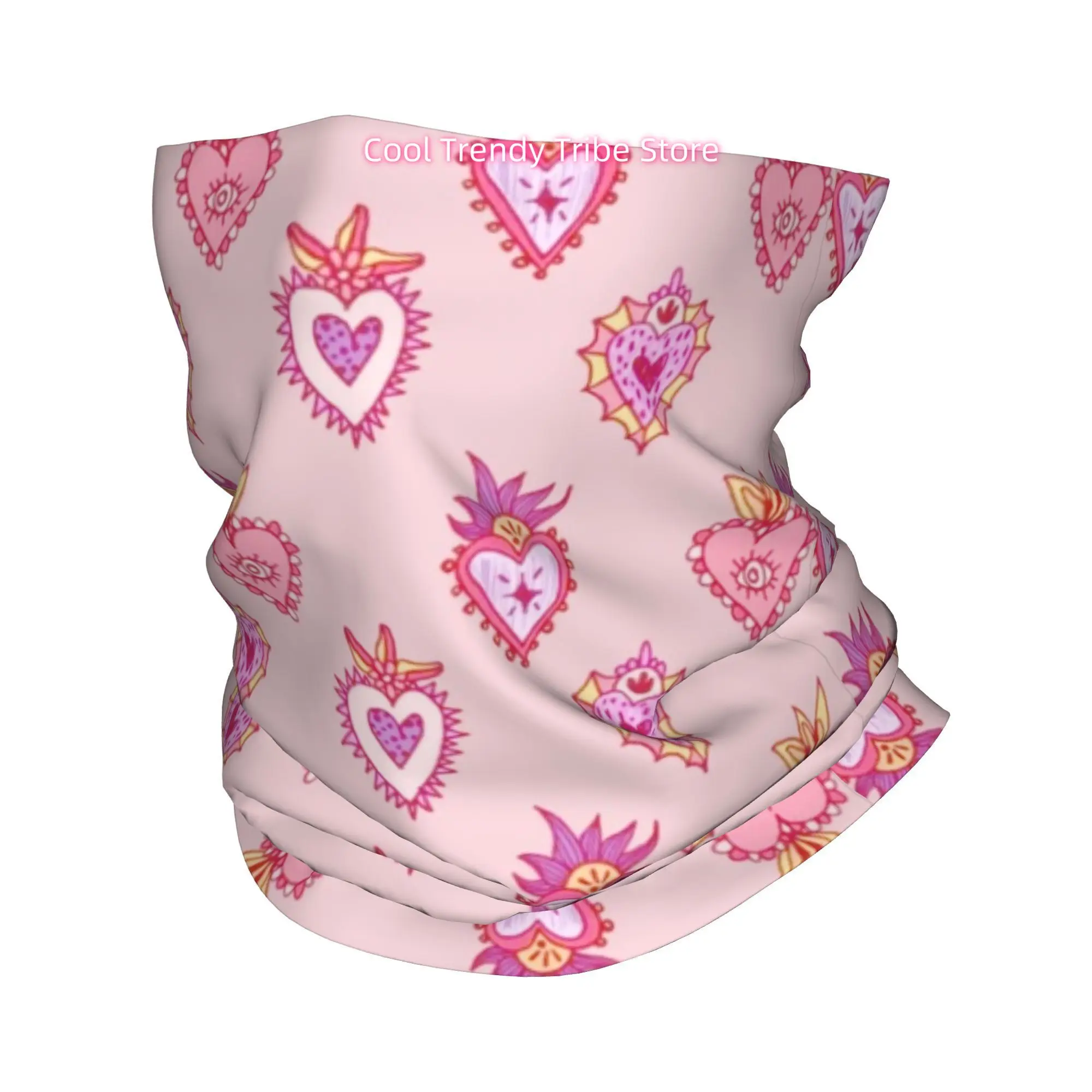 Headband Summer Knit - ピンクメキシカンセイクリッドハートロマンチックフォークスタイルノベルティヘッドスカーフバンダナ女性用ボヘミアンフローラルヘアラップサマービーチヘッドバンドR