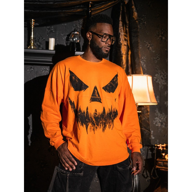 男女兼用、ゆったりとした肩のデザインのハロウィーン・パンプキ - Blouse Off Shoulder のレビューと価格