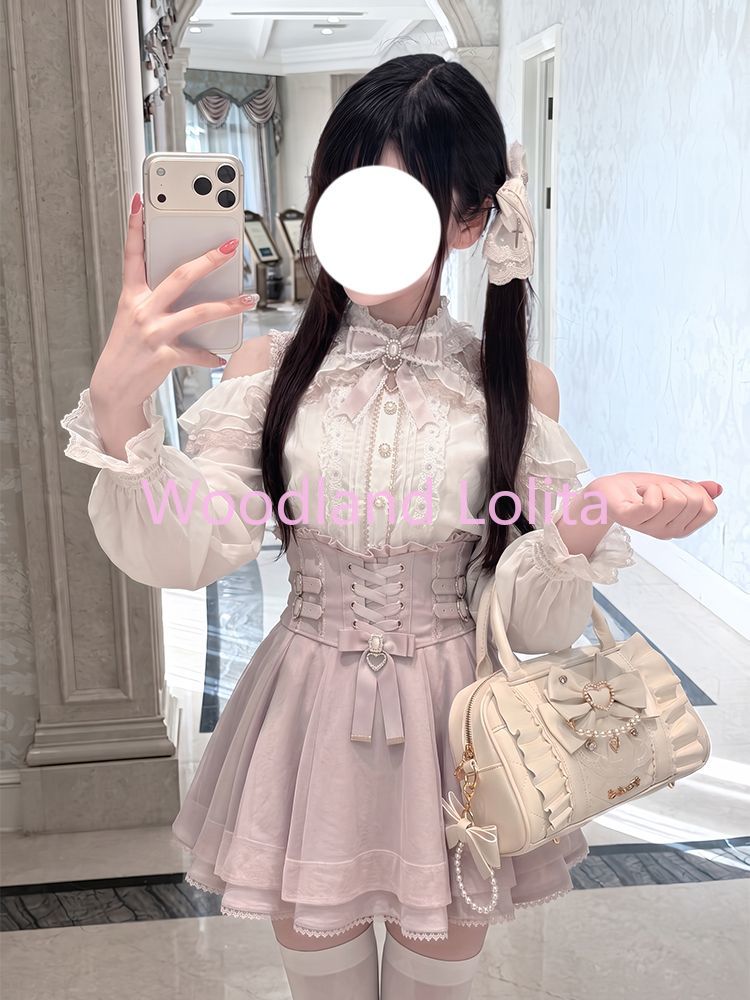 2027年、日本の可愛いショートスカートセット。甘いフリル、 - Blouse Off Shoulder のレビューと価格